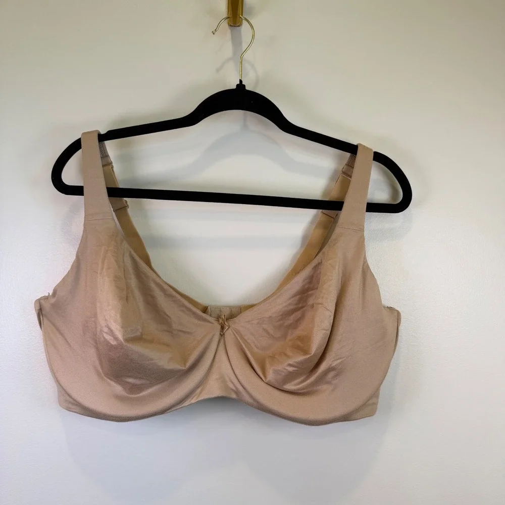 Cacique Women Tan Nude Unlined Full Coverage Underwire Bra 44DDD Adjustable